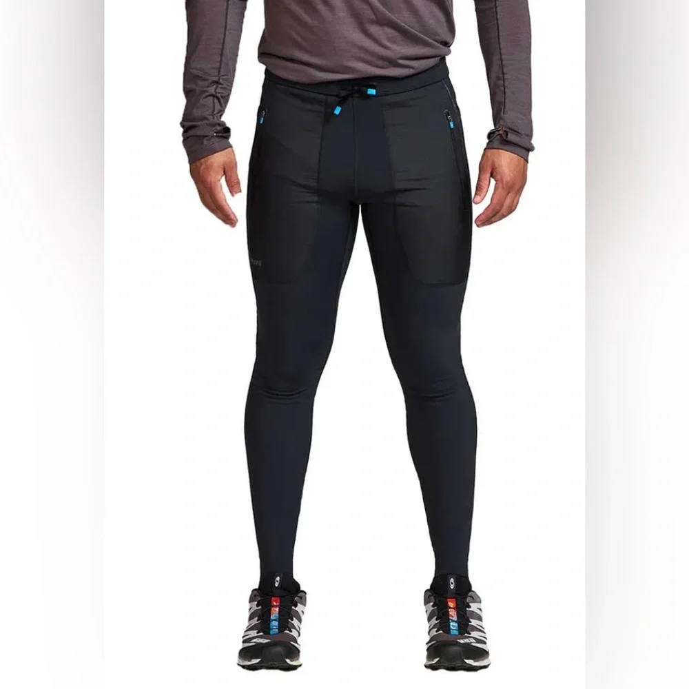 Janji Boreal Fleece Running Tights Men’s Large Black Thermal Trail Zip Pocket - Picture 2 of 13